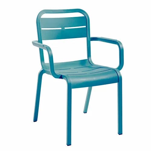 Centerline Dynamics Outdoor Seating Cannes Outdoor Stackable Armchair, Mineral Blue, Pack of 16