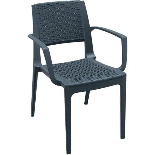 Centerline Dynamics Outdoor Seating Capri Resin Dining Arm Chair, Dark Gray - Pkg Qty 2