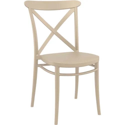 Centerline Dynamics Outdoor Seating Cross Resin Outdoor Chair, Taupe - Pkg Qty 2