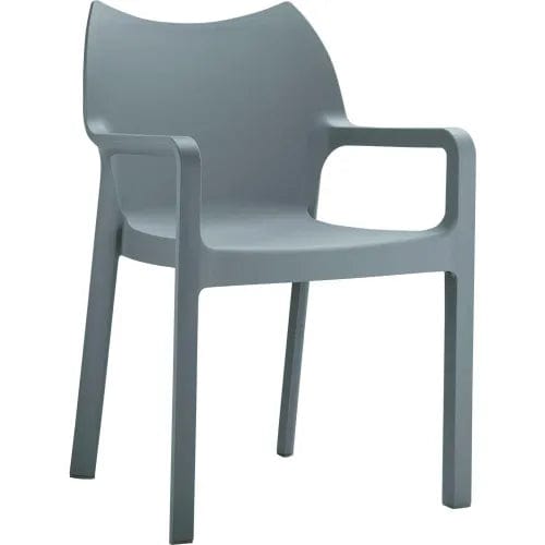 Centerline Dynamics Outdoor Seating Diva Resin Outdoor Dining Arm Chair, Dark Gray - Pkg Qty 2