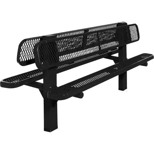 Centerline Dynamics Outdoor Seating Double Sided Bench, Diamond Seat, In Ground Mount, 6'L, Black