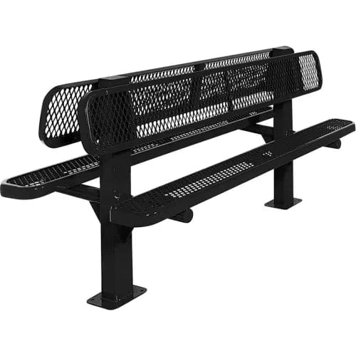 Centerline Dynamics Outdoor Seating Double Sided Bench, Diamond Seat, Surface Mount, 6'L, Black