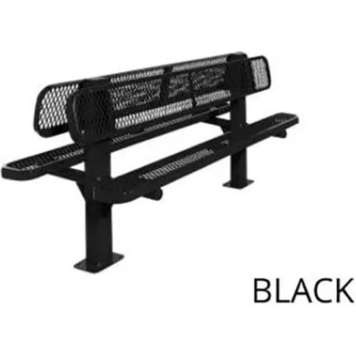 Centerline Dynamics Outdoor Seating Double Sided Bench, Diamond Seat, Surface Mount, 8'L, Black