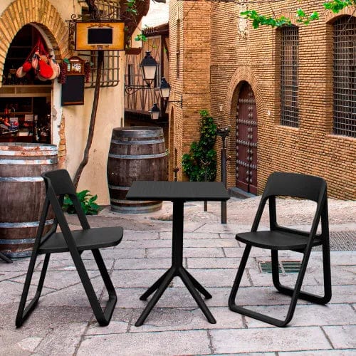 Centerline Dynamics Outdoor Seating Dream 3 Piece Outdoor Bistro Set, 23-5/8"W x 29-1/2"H Table, Black