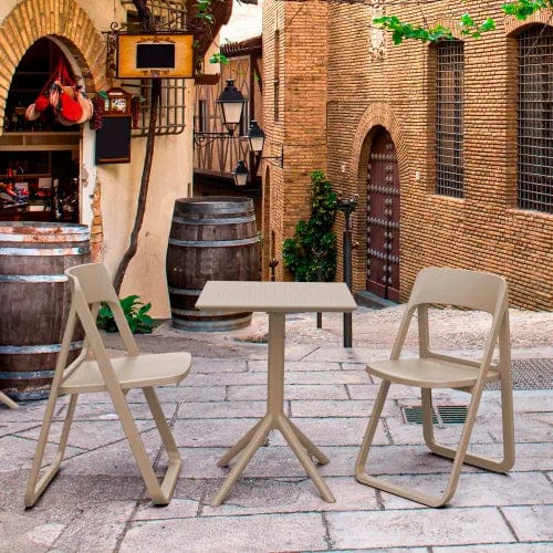 Centerline Dynamics Outdoor Seating Dream 3 Piece Outdoor Bistro Set, 23-5/8"W x 29-1/2"H Table, Taupe