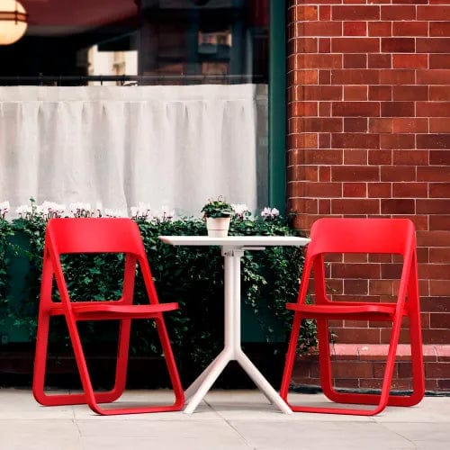 Centerline Dynamics Outdoor Seating Dream 3 Piece Outdoor Bistro Set, 23-5/8"W x 29-1/2"H Table, White Table & Red Chairs