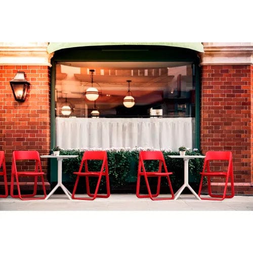 Centerline Dynamics Outdoor Seating Dream 3 Piece Outdoor Bistro Set, 23-5/8"W x 29-1/2"H Table, White Table & Red Chairs