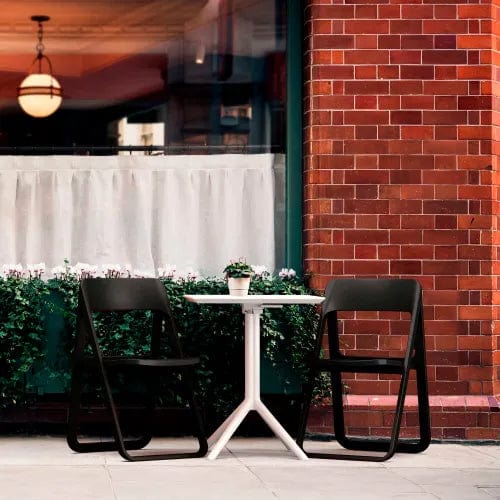 Centerline Dynamics Outdoor Seating Dream 3 Piece Outdoor Bistro Set, 23-5/8"W x 29-1/2"H, White Table & Black Chairs