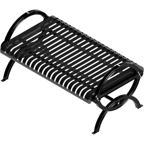 Centerline Dynamics Outdoor Seating Durham Vertical Powdercoated Steel Slat Bench w/o Back, Surface Mount, 4'L, Black