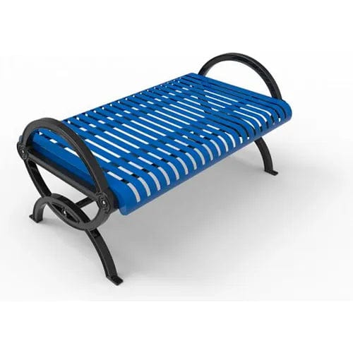 Centerline Dynamics Outdoor Seating Durham Vertical Powdercoated Steel Slat Bench w/o Back, Surface Mount, 6'L, Black