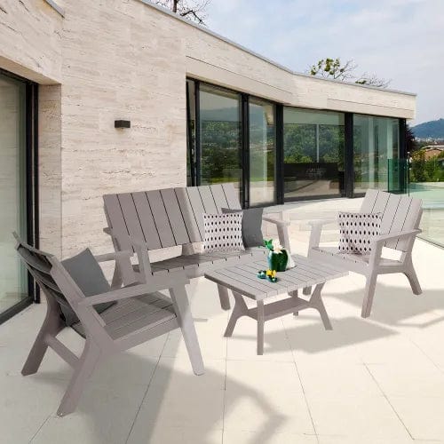 Centerline Dynamics Outdoor Seating Enzo 4 Piece Outdoor Sofa Seating Set, Gray