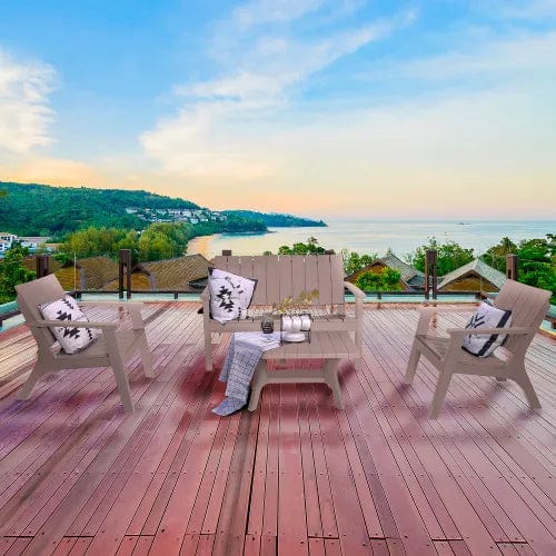 Centerline Dynamics Outdoor Seating Enzo 4 Piece Outdoor Sofa Seating Set, Gray