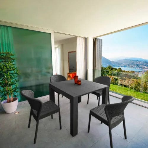 Centerline Dynamics Outdoor Seating Extendable 5 Piece Outdoor Dining Set, 39-3/8"W x 29-1/2"H Table, Dark Gray