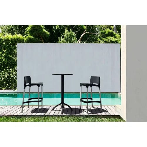 Centerline Dynamics Outdoor Seating Gio Resin Outdoor Bar Stool, Black - Pkg Qty 2