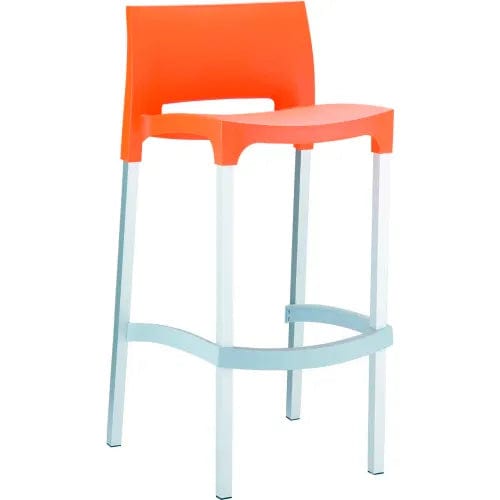 Centerline Dynamics Outdoor Seating Gio Resin Outdoor Bar Stool, Orange - Pkg Qty 2