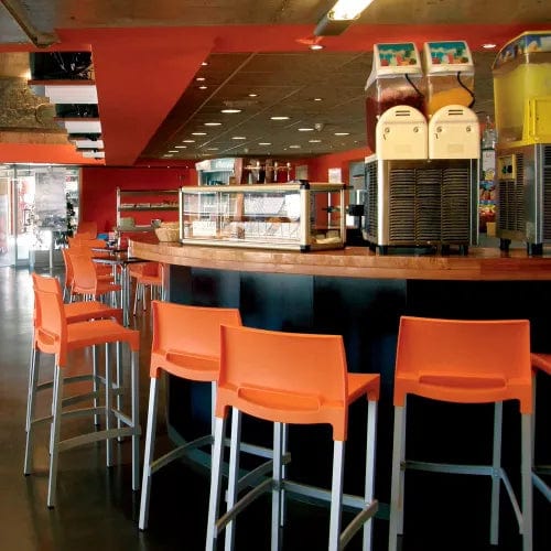 Centerline Dynamics Outdoor Seating Gio Resin Outdoor Bar Stool, Orange - Pkg Qty 2