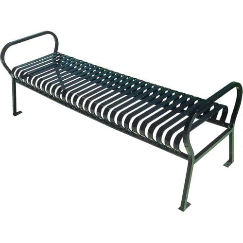 Centerline Dynamics Outdoor Seating Hamilton Horizontal Slat Bench w/o Back, Surface Mount, 4'L, Black