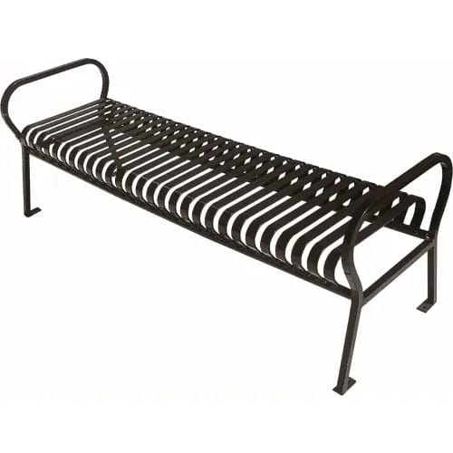 Centerline Dynamics Outdoor Seating Hamilton Horizontal Slat Bench w/o Back, Surface Mount, 6'L, Black