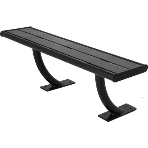 Centerline Dynamics Outdoor Seating Hartford 48" Horizontal Steel Slat Flat Bench, Surface Mount, Black