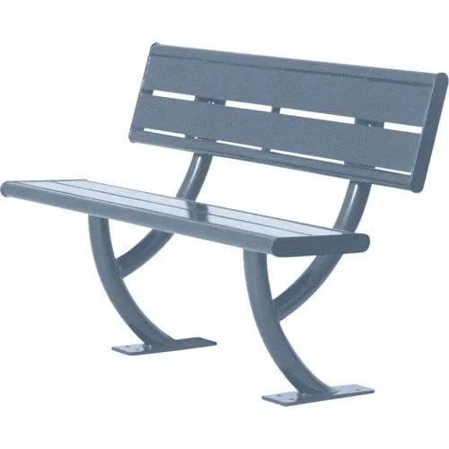 Centerline Dynamics Outdoor Seating Hartford 6' Bench with Back, In-Ground Mount, Gray