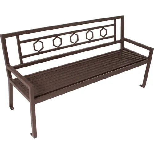 Centerline Dynamics Outdoor Seating Huntington 4' Bench with Back, Surface Mount, Brown