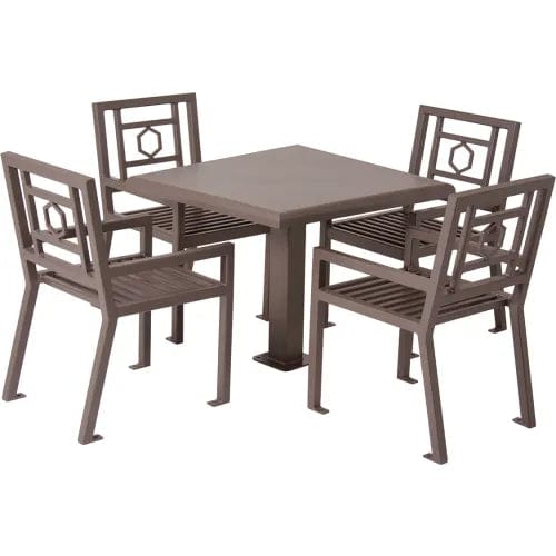 Centerline Dynamics Outdoor Seating Huntington Dining Set with 4 Chairs, 36" Round x 30"H Table, Gray