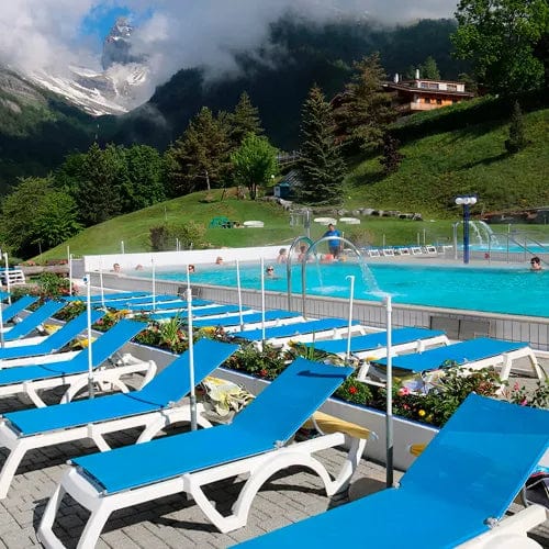 Centerline Dynamics Outdoor Seating Jamaica Beach Adj. Sling Chaise Lounge, Blue Sling w/ White Frame - Pkg Qty 2