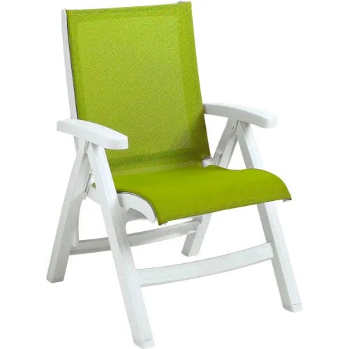Centerline Dynamics Outdoor Seating Jamaica Beach Folding Chair, Fern Green Sling w/ White Resin Frame - Pkg Qty 2