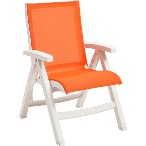 Centerline Dynamics Outdoor Seating Jamaica Beach Folding Chair, Orange Sling w/ White Resin Frame, Pack of 2