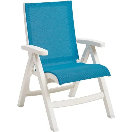 Centerline Dynamics Outdoor Seating Jamaica Beach Folding Chair, Sky Blue Sling w/ White Resin Frame - Pkg Qty 2