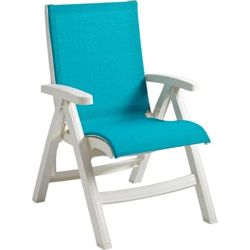 Centerline Dynamics Outdoor Seating Jamaica Beach Folding Chair, Turquoise Sling w/ White Resin Frame - Pkg Qty 2