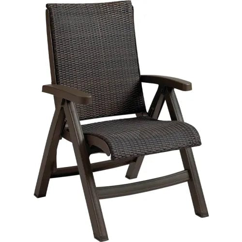Centerline Dynamics Outdoor Seating Java All-Weather Folding Chair, Espresso Wicker Weave w/ Bronze Resin Frame, 2/Pack