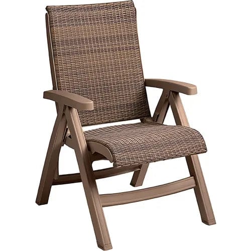 Centerline Dynamics Outdoor Seating Java Folding Chair, Mochaccino Wicker Weave w/ French Taupe Resin Frame, Pack of 2