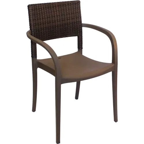 Centerline Dynamics Outdoor Seating Java Wicker Stacking Armchair, Bronze, Pack of 4