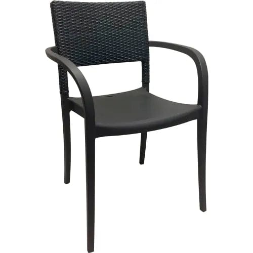 Centerline Dynamics Outdoor Seating Java Wicker Stacking Armchair, Charcoal, Pack of 16