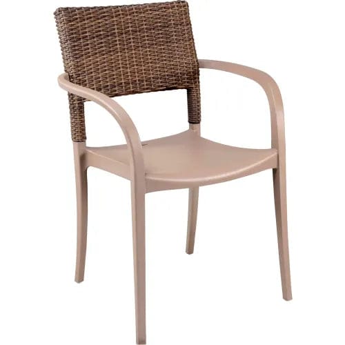 Centerline Dynamics Outdoor Seating Java Wicker Stacking Armchair, French Taupe, Pack of 16