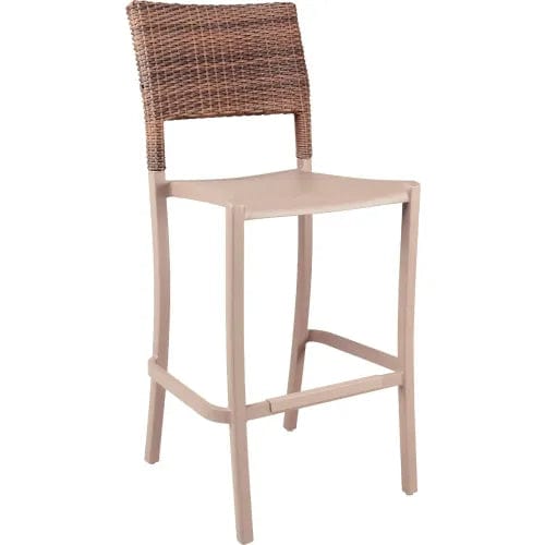 Centerline Dynamics Outdoor Seating Java Wicker Stacking Barstool, French Taupe, Pack of 8