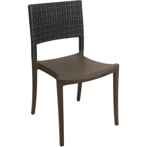 Centerline Dynamics Outdoor Seating Java Wicker Stacking Sidechair, Charcoal, Pack of 4