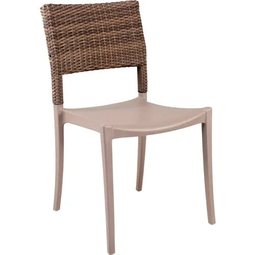 Centerline Dynamics Outdoor Seating Java Wicker Stacking Sidechair, French Taupe, Pack of 4