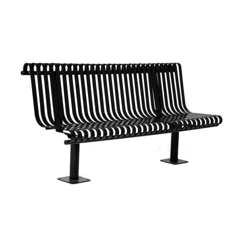 Centerline Dynamics Outdoor Seating Kensington Bench w/ Back, Surface Mount, 72"L, Black