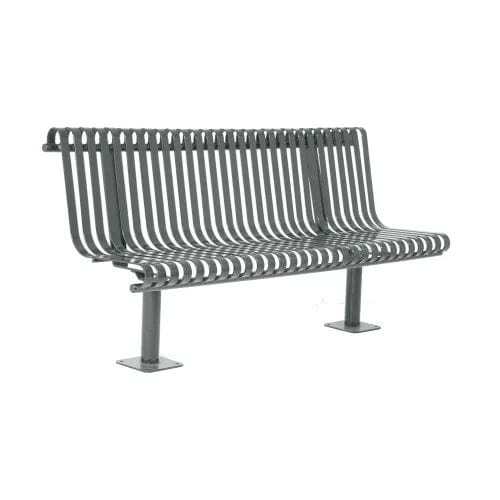 Centerline Dynamics Outdoor Seating Kensington Bench w/ Back, Surface Mount, 72"L, Gray