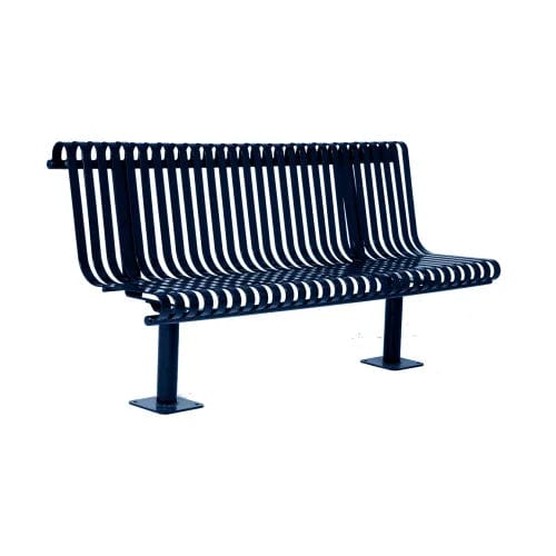 Centerline Dynamics Outdoor Seating Kensington Bench w/ Back, Surface Mount, 72"L, Navy