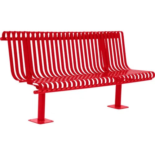 Centerline Dynamics Outdoor Seating Kensington Bench w/ Back, Surface Mount, 72"L, Red