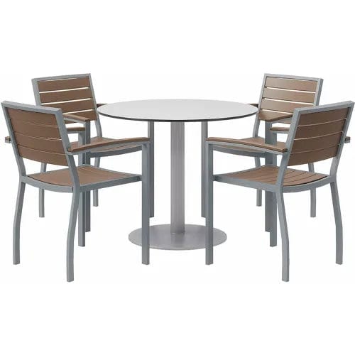Centerline Dynamics Outdoor Seating KFI 5-Piece Outdoor Dining Set, 36"W x 29"H Table, Gray w/ Silver Frame