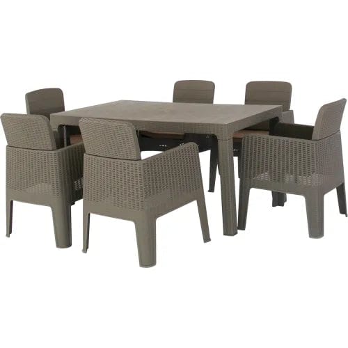Centerline Dynamics Outdoor Seating Lucca 7 Piece Dining Set, Gray with Beige Cushions