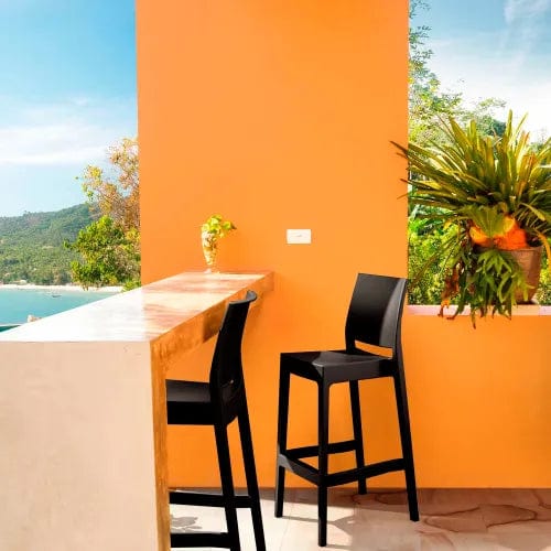 Centerline Dynamics Outdoor Seating Maya Resin Bar Stool, Black - Pkg Qty 2