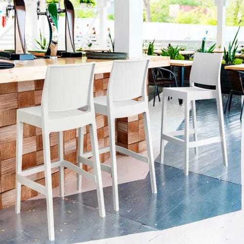 Centerline Dynamics Outdoor Seating Maya Resin Bar Stool, White - Pkg Qty 2