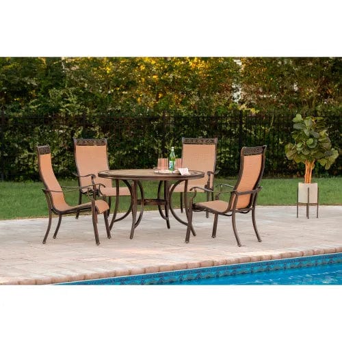 Centerline Dynamics Outdoor Seating Monaco 5 Piece Outdoor Dining Set w/ 4 Sling Chairs