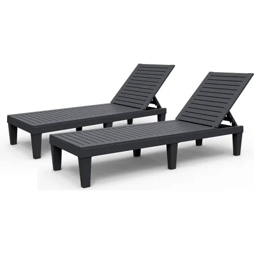 Centerline Dynamics Outdoor Seating Oslo Patio Reclining Sun Lounger, Black, Set Of 2
