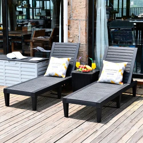 Centerline Dynamics Outdoor Seating Oslo Patio Reclining Sun Lounger, Black, Set Of 2